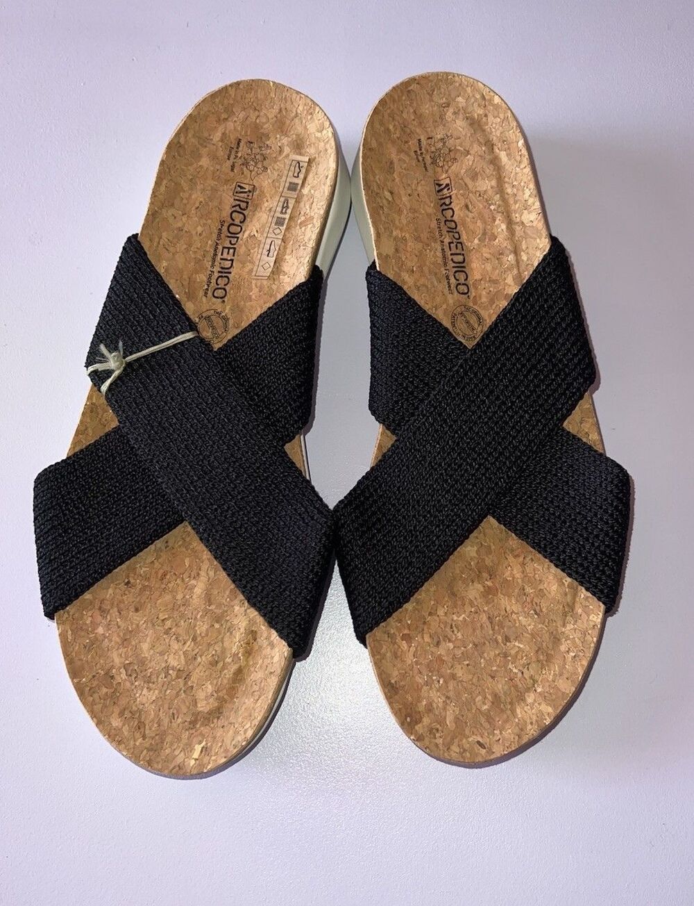 Arcopedico Pantanal Black Knit Crisscross Slide Sandals Woman’s Size EU 40